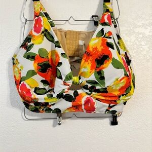 Lane Bryant Floral Bikini Top in White, Orange, Yellow, Green